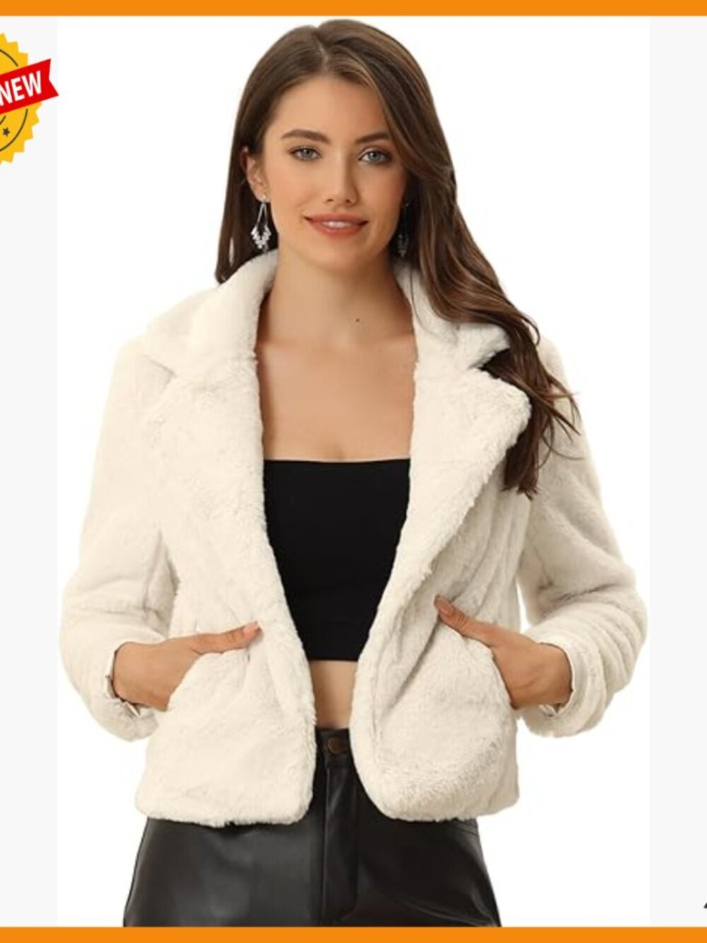 Cropped Faux Fur Jacket Lapel Cardigan Shrug Winter Fluffy Coat